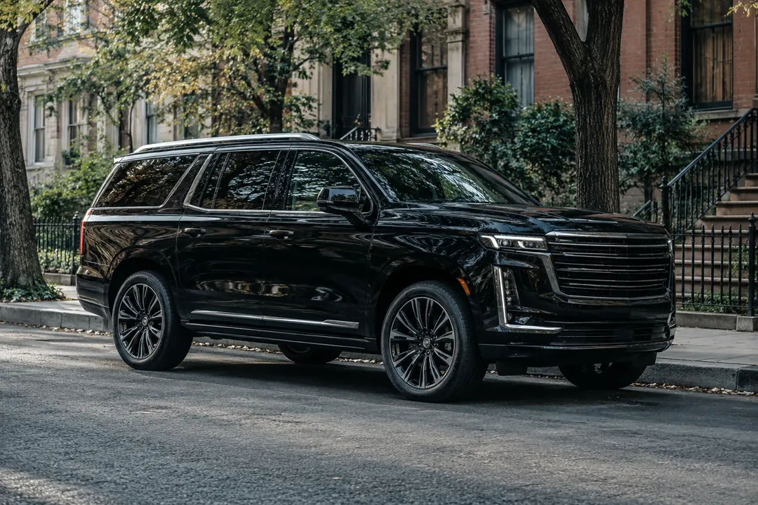 Illustrative black chauffeur vehicle in the Queens service fleet